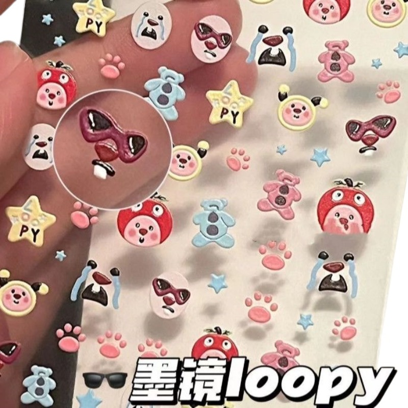 Loopy 3D embossed sticker, tra - Nail Art review and price