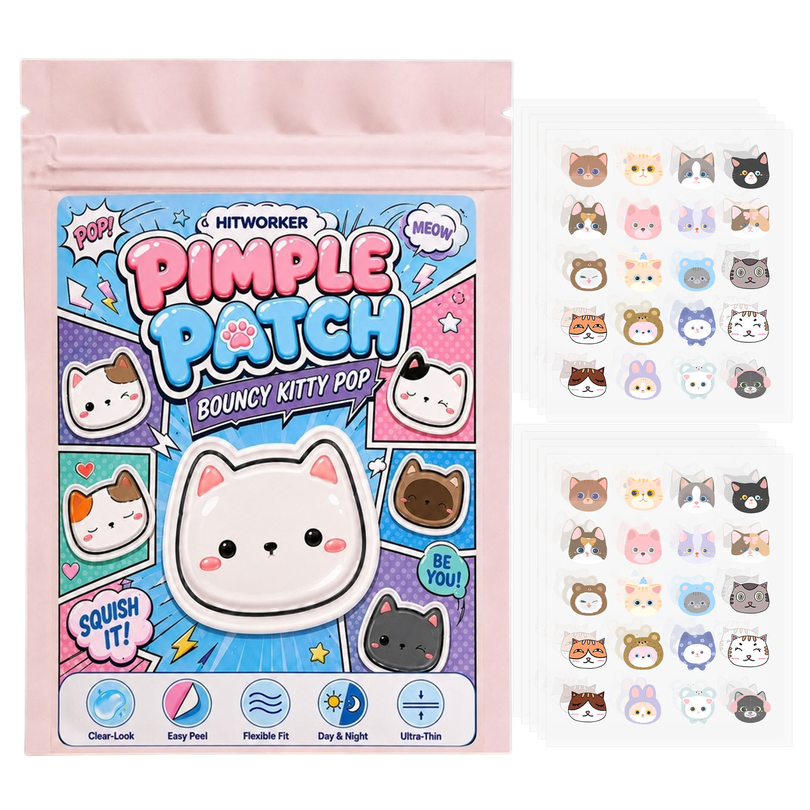 100pcs Cute Cat Pimple Patches - Hydrocolloid Pimple Patch review and price