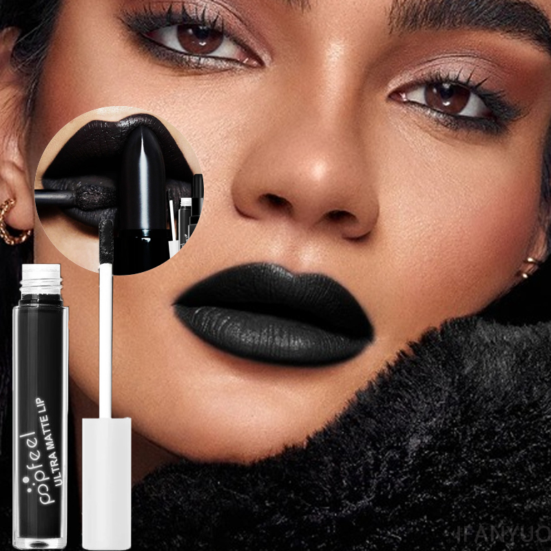 Punk Matte Black Liquid Lipsti - Matte Velvet Lip Tint Long Lasting review and price