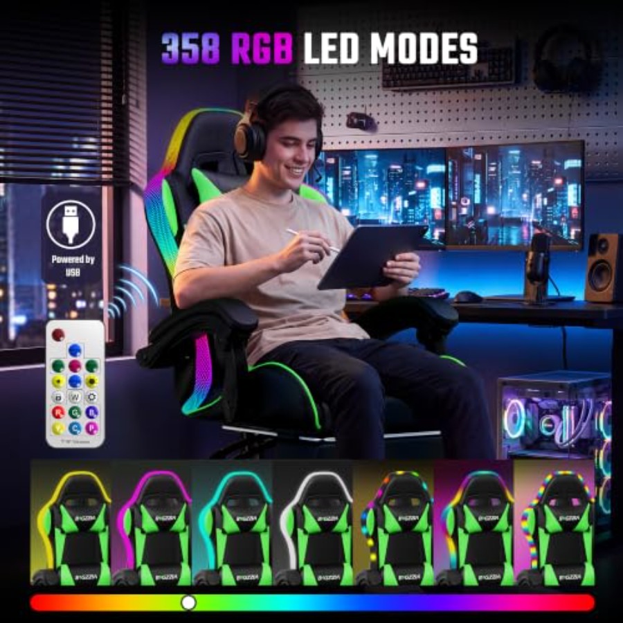 RGB gaming chair with footrest - Massage review and price